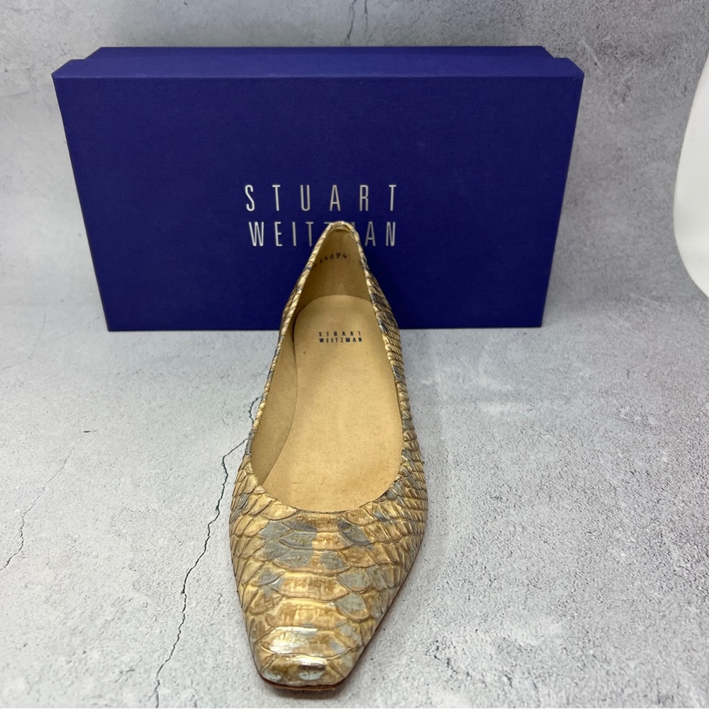 Stuart Weitzman Snippet Honey Mica Python Flats I… - image 3